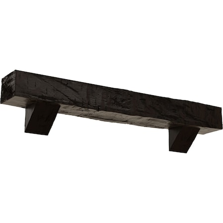 Kit W/ Breckinridge Corbels, Premium Walnut, 6H  X 10D X 48W Hand Hewn Faux Wood Fireplace ManteL